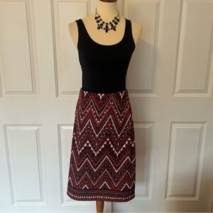 Dress Barn Black/Maroon Multicolor Stretch Skirt
